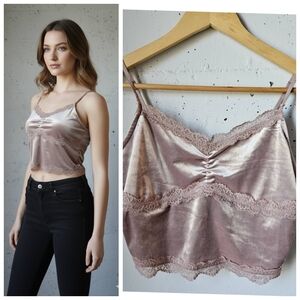 Velvet Crop Top Garage Mauve Velvet Lace Cami MEDIUM m Crop Top